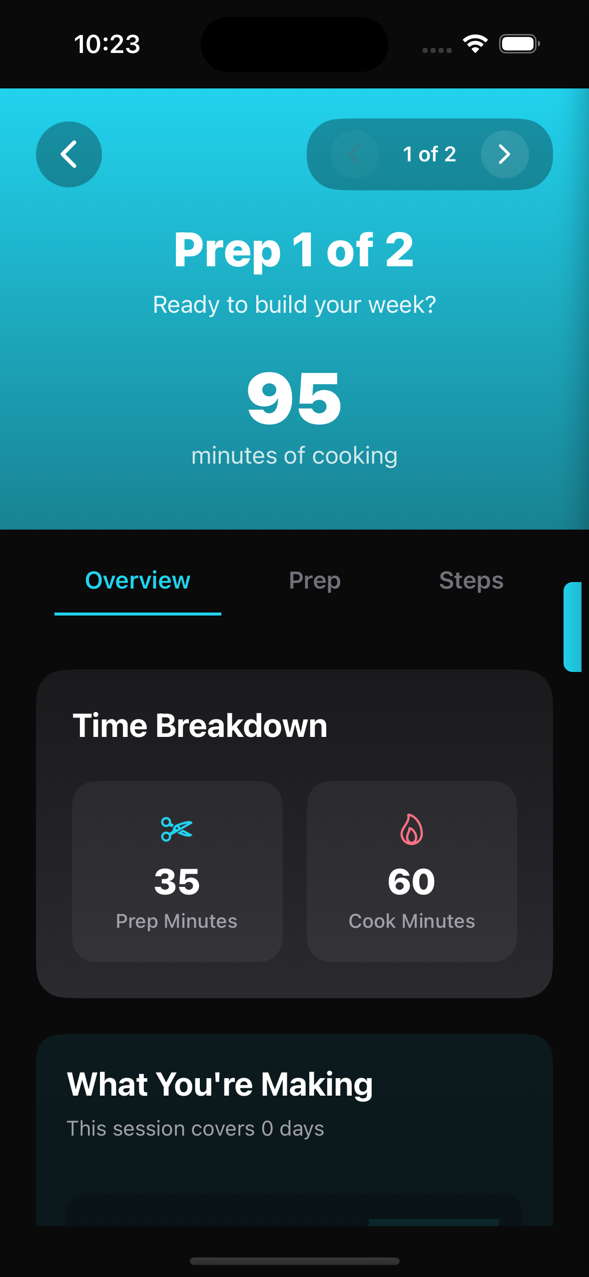 Step by step meal prep session