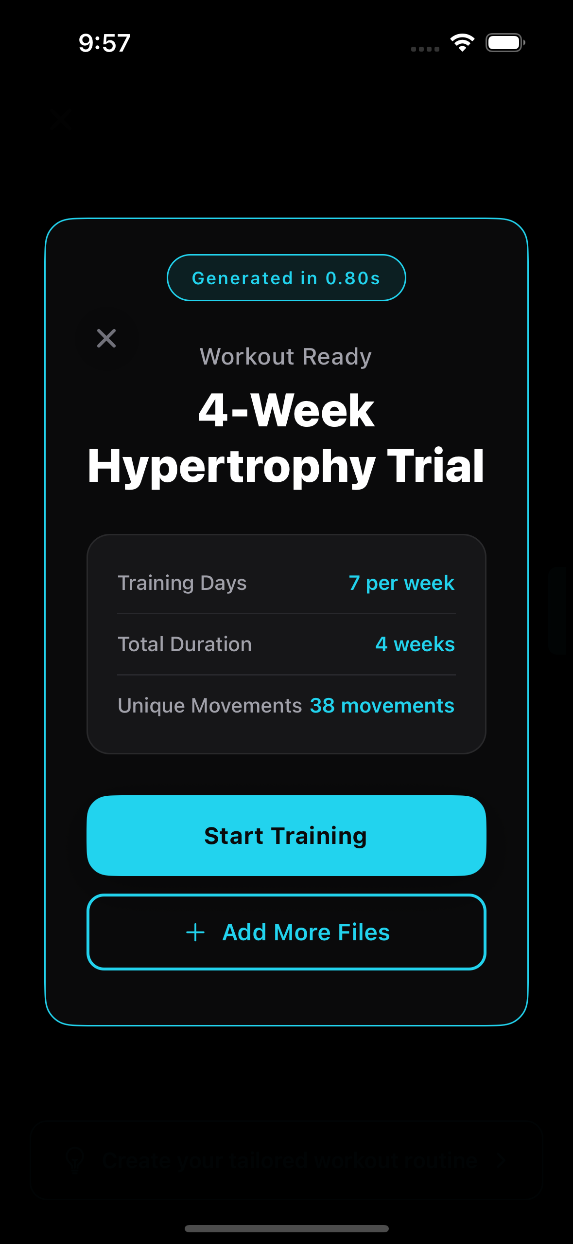 Workout imported in 0.80s